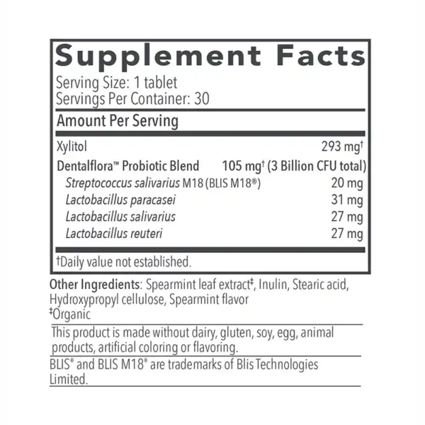 Dentalflora supplement facts