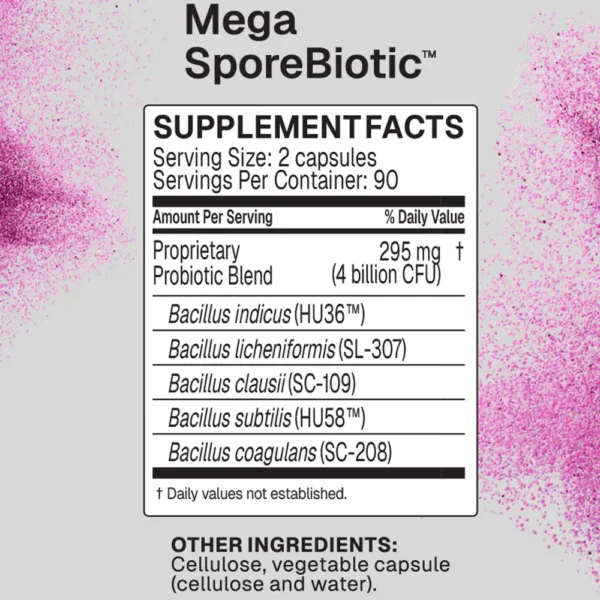 MegaSporeBiotic 180 Supplement Facts Box