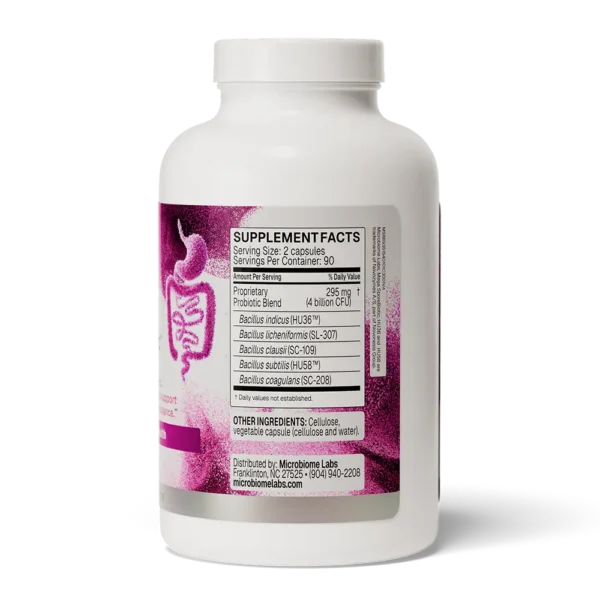 MegaSporeBiotic 180 Supplement Facts Side Bottle