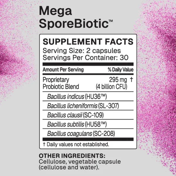 MegaSporeBiotic 60 Supplement Facts Large