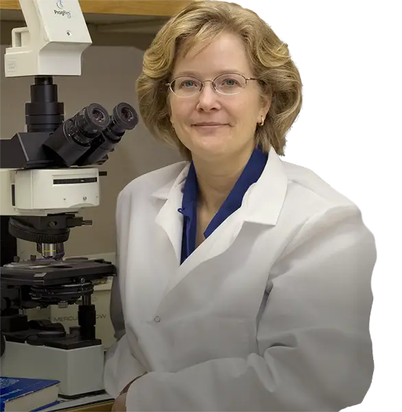 Michelle with microscope overlay