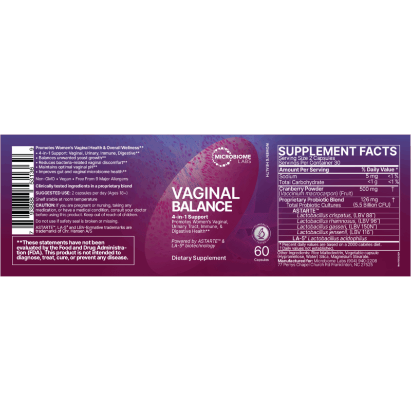 Vaginal Balance back label